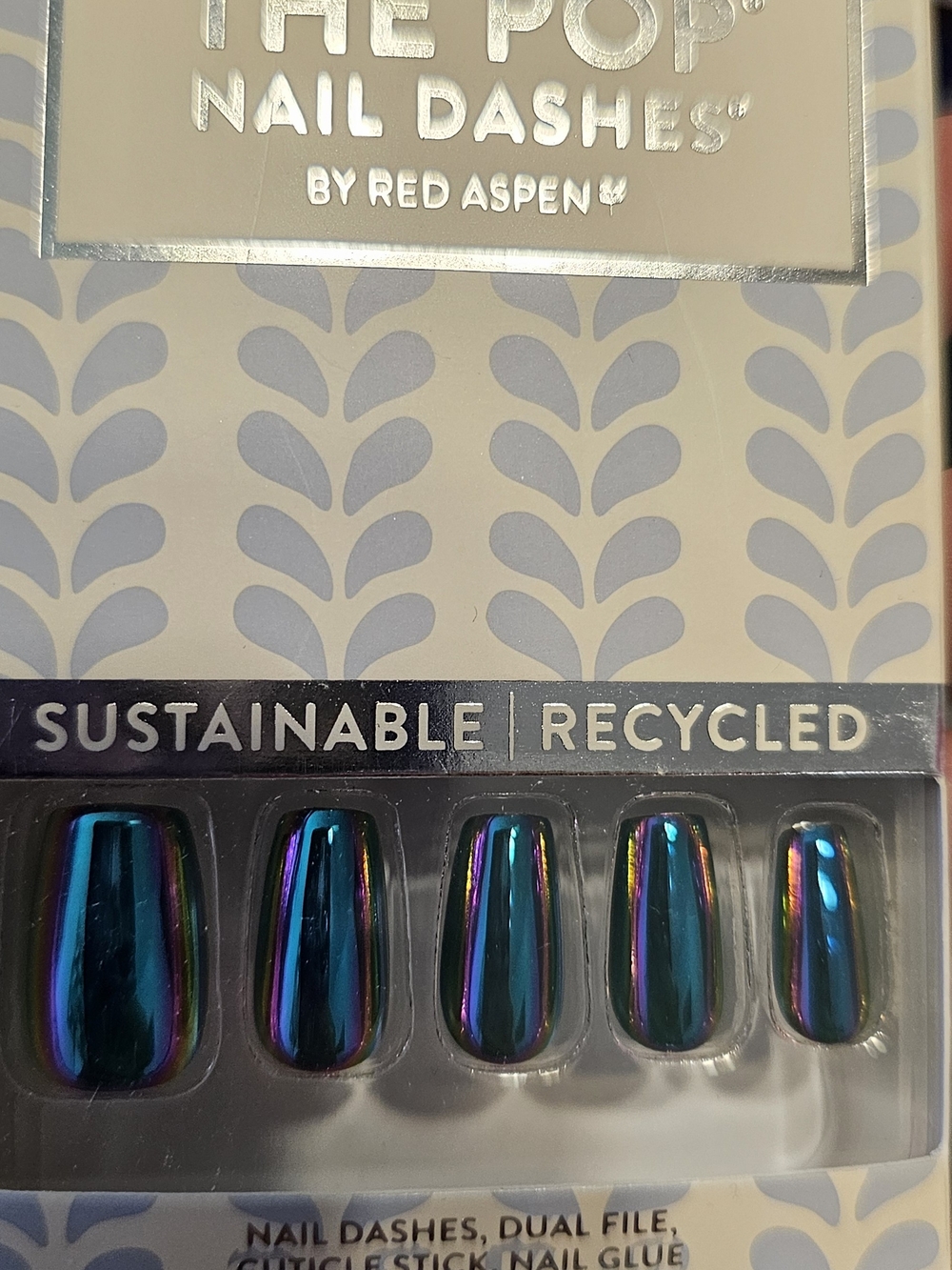 The Pop Nail Dashes Iridescent Blue-Green Press-On Nails by Red Aspen